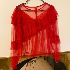 Women’s Red Sheer Top with Red Cami

US size L